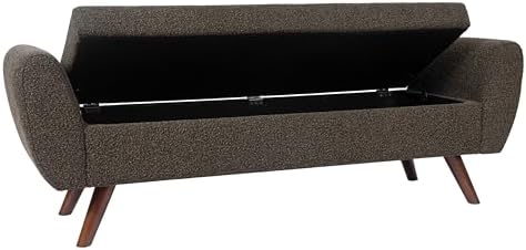 homepop 60" modern storage bench with wood legs showing dimensions