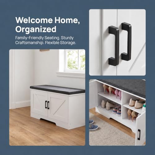 homsho farmhouse shoe storage bench with 2 barn, view 9