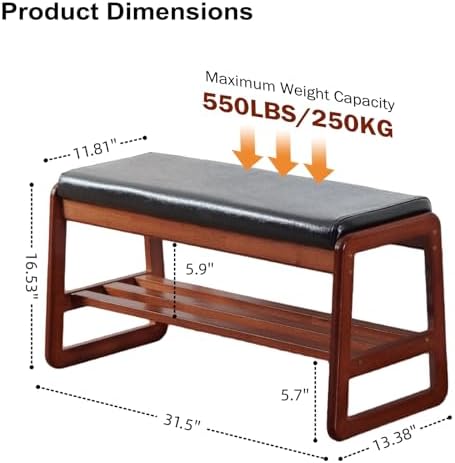 sobibo solid wood shoe bench, 2-tier wooden entryway shown in use