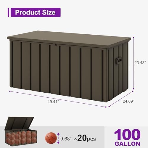 purple leaf outdoor deck box 100 gallon, waterproof, view 9
