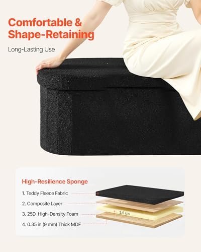 vevor oval storage ottoman bench, foldable teddy fleece on a desk or shelf