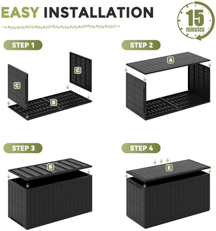 120 gallon deck box outdoor storage box storage, front angle view