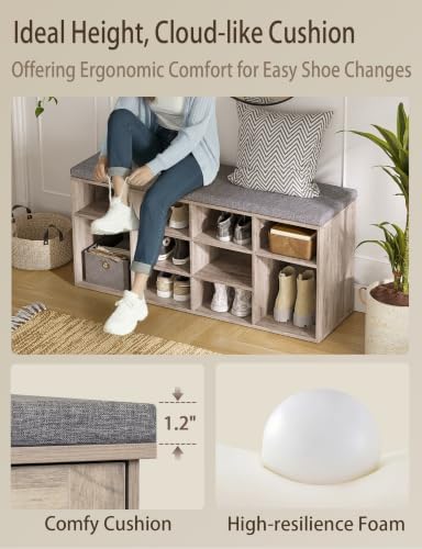 dinzi lvj shoe storage bench with cushion, 40.9", package contents