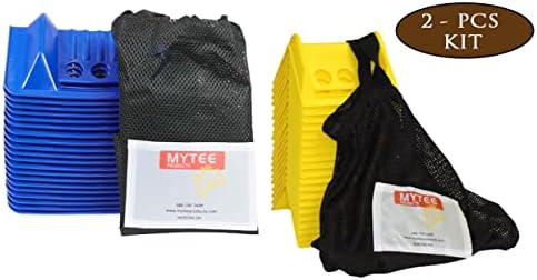 Mytee Products Flatbed Edge Protectors Kit - 20 Pack Yellow Plastic Corner Protectors (4" x 6") & 20 Pack Blue Plastic Corner Protectors (4" x 10") with Carrying Bag