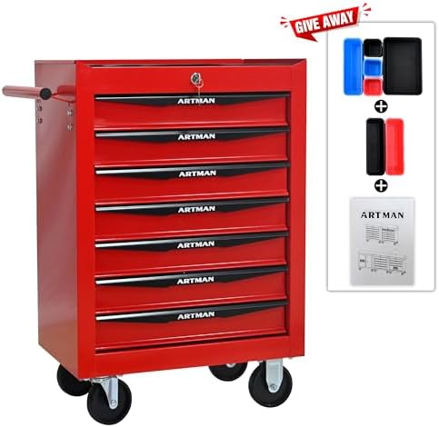 runboll 7 drawer rolling tool chest with locker, package contents