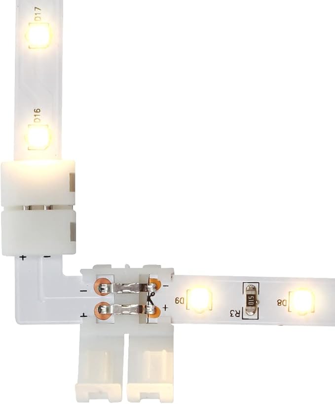 LightingWill 10pcs Pack L Shape Solderless Snap Down 2Conductor LED Strip - Image 6