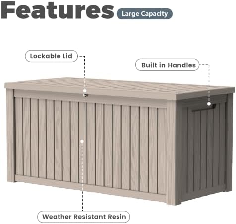 200 gallon outdoor deck box waterproof, large storage, package contents