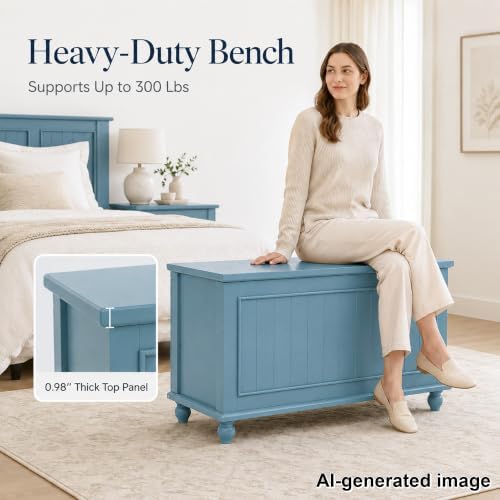 vintage end of bed storage bench, 39.4'' wooden, close-up detail