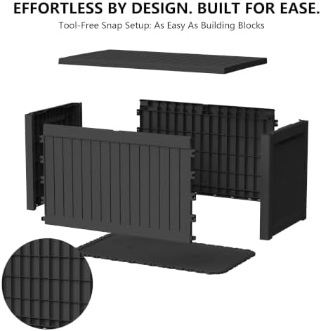 outdoor storage box,270 gallon waterproof deck box [upgraded, front angle view