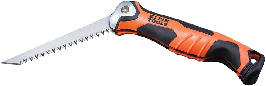 Klein Tools 31737 Folding Jab Saw / Drywall Hand Saw with Lockback at 180 and 125 Degrees and Tether Hole