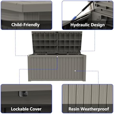 200 gallon outdoor storage box resin deck box showing dimensions
