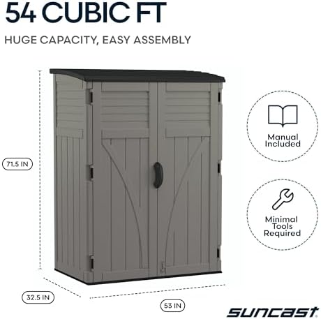 suncast 54 cu ft medium vertical storage shed, view 9
