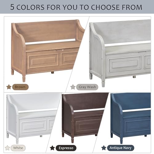 42" rustic storage bench entryway bench shoe cabinet, view 9