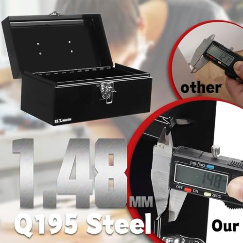 p.i.t. metal tool box 12 inch,portable small toolbox, close-up detail