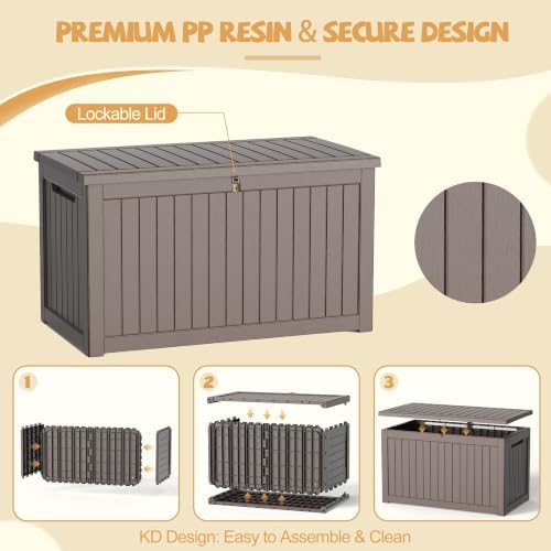 efu outdoor storage box waterproof, 360 gal gen on a desk or shelf