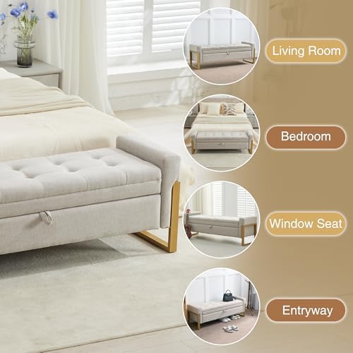 adochr 57" storage ottoman bench, upholstered end of, view 9