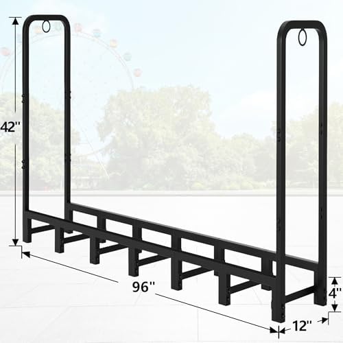 amagabeli 8ft firewood log rack outdoor heavy duty, view 9