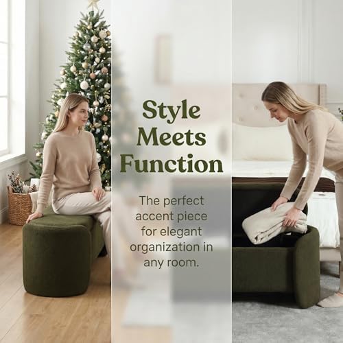 lukealon 50 inch storage ottoman bench, christmas tree, side view