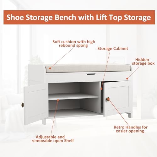 homefort 30" shoe bench with lift top storage, view 9