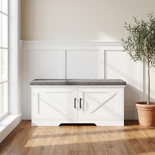 homsho farmhouse shoe storage bench with 2 barn, view 10