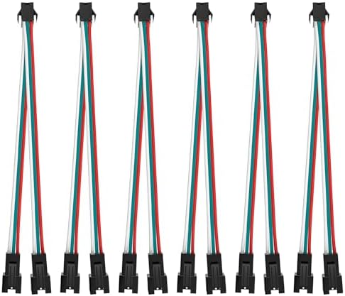 8Pcs JST SM 3Pin Splitter 1 to 2 Connectors 15cm for LED Strip Light | 22AWG Wire Female/Male, 5V-24V low voltage for WS2812B WS2811 WS2812 WS2814 SK6812 CCT LED , 3pin SM Splitter 1 to 2