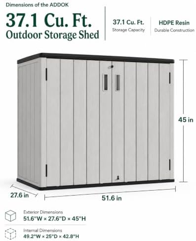 addok outdoor storage cabinet, 37 cu.ft horizontal resin, close-up detail