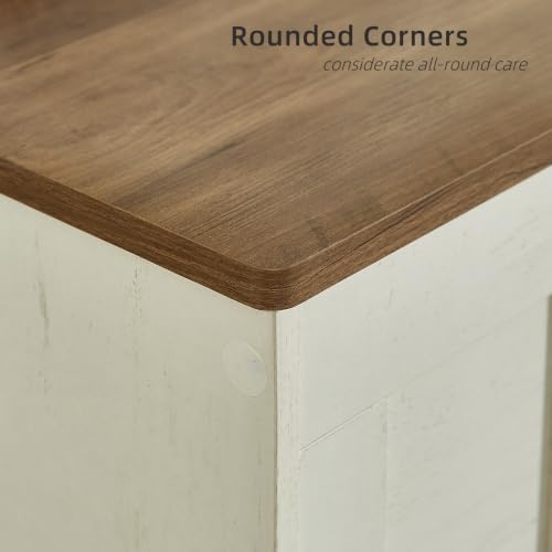 vankiley 51.2" storage chest extra large,wooden storage bench,white+brown on a desk or shelf
