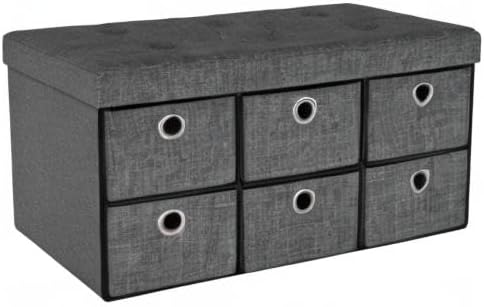 sorbus storage ottoman with drawers, collapsible bench, front angle view