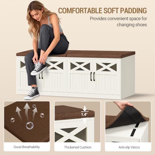 hzuaneri 59" shoe storage bench with 4 barn, side view