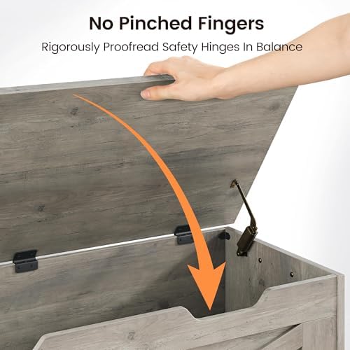 idealhosue 39.4" storage chest, wooden storage bench with, front angle view