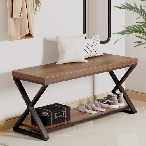 ibf rustic entryway bench with storage, rustic oak, main product view