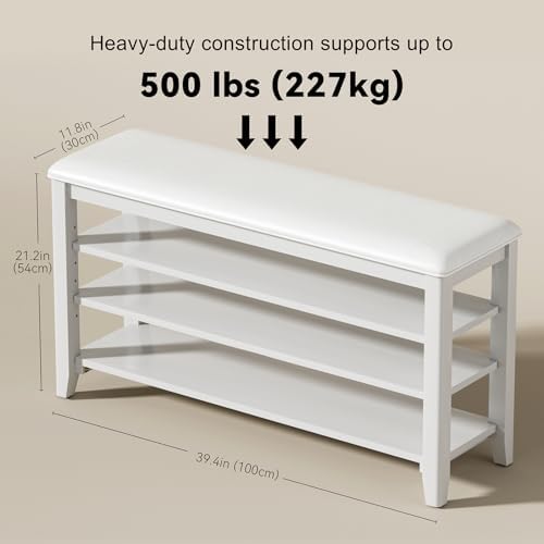 taitiy shoe bench with 3 tier adjustable shelves, close-up detail