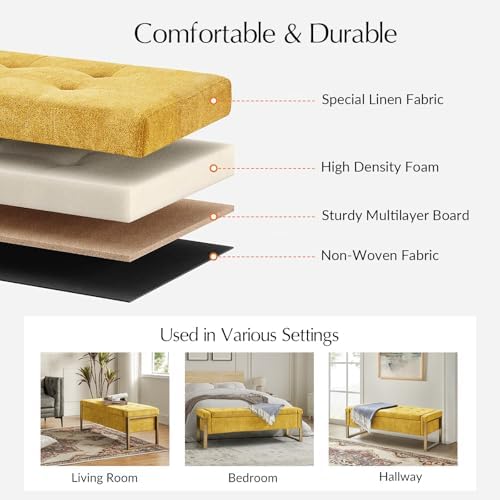 modern storage ottoman bench with gold metal legs, package contents