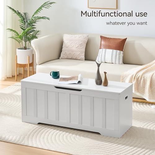vankiley 47.2" storage chest extra large, storage bench.(white), close-up detail