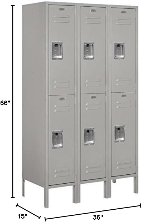 salsbury industries 62355gy-u double tier 3-inch wide 5-feet, close-up detail