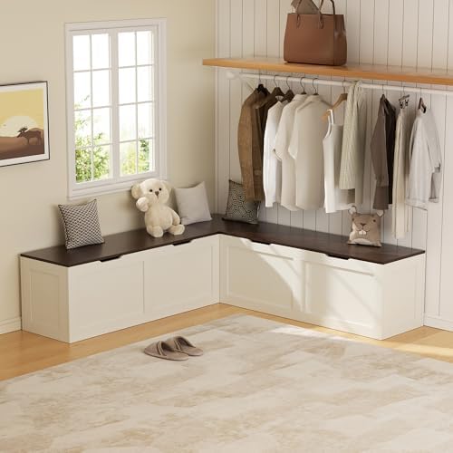 l shaped bench with storage, 63" breakfast nook, side view