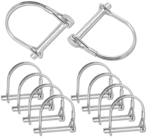 10-Pack Safety Coupler Hitch Pins with Round Loop 1/4 x 2 Inch | heavy duty wire lock design, PTO shaft and farm use, tractor and trailer fitting, quick release pin, steel construction