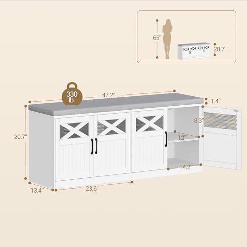 hzuaneri 47.2" shoe storage bench with 4 barn shown in use