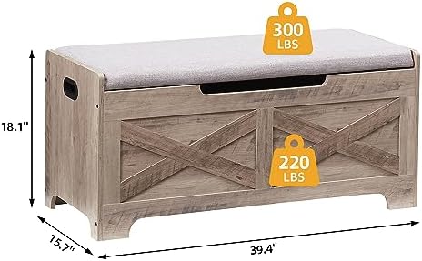 garveehome 39.4 in storage chest, wooden storage bench, close-up detail