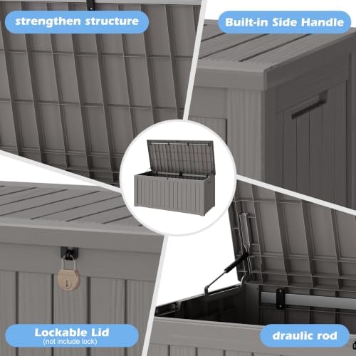 outdoor storage box waterproof, 160 gallon deck box showing dimensions