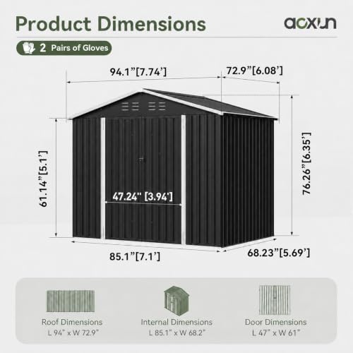 aoxun 8x6 ft shed outdoor storage shed with shown in use