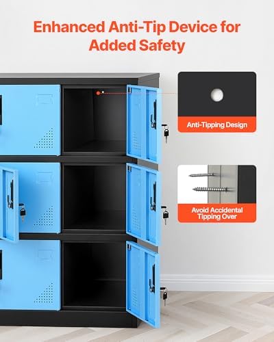 vevor 9 doors metal locker for employees, steel on a desk or shelf