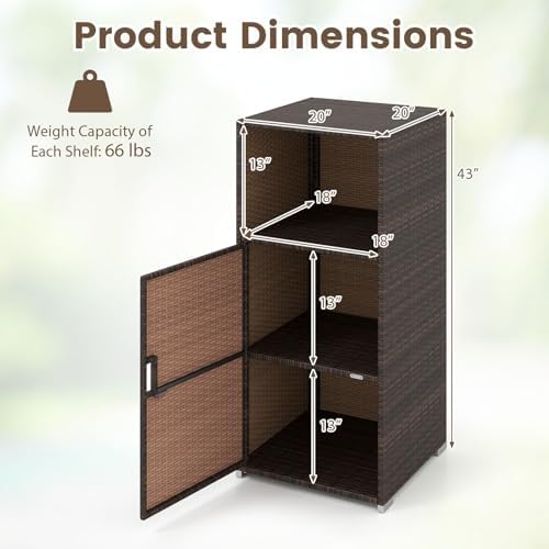 tangkula rattan outdoor storage cabinet with 3 storage, package contents