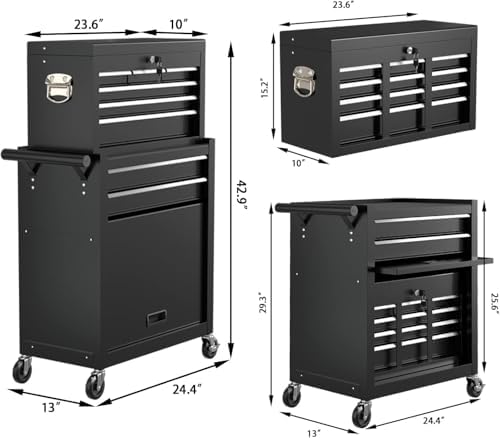 8 drawer rolling tool chest, high capacity tool, close-up detail