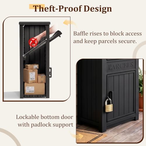 package delivery boxes for outside, 120 gallon outdoor showing dimensions