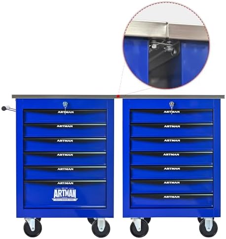 6-drawer rolling tool chest, blue & black modular, package contents