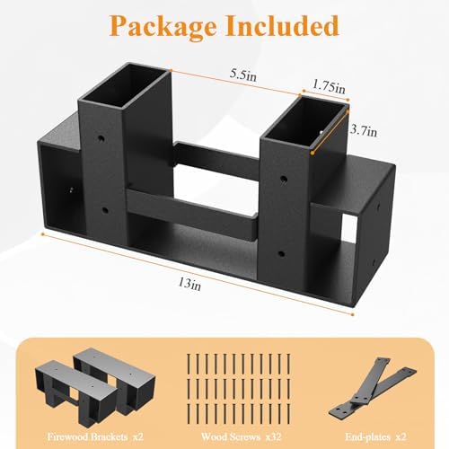 mr ironstone firewood rack outdoor indoor, adjustable to shown in use