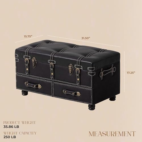 cozayh vintage storage bench upholstered mid-century storage ottoman, close-up detail