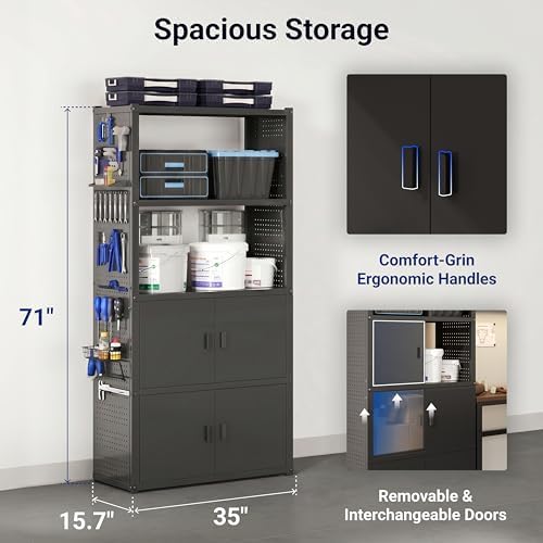 fleximounts 117" l modular garage storage cabinet with showing dimensions