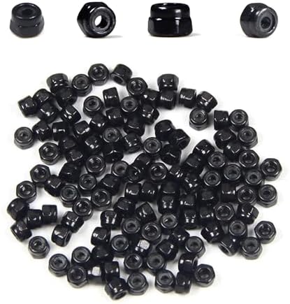 100Pcs M2 x 0.4mm Carbon Steel Hex Lock Nuts, Nylon Insert Self-Locking Nut | Black Zinc Plated, Metric Coarse Thread, for 3D Printers, Drones, Electronics, PCB, and DIY Projects